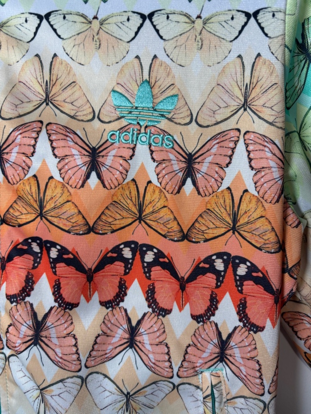 FARM Rio/Adidas Butterfly Print Jacket - Orange and Turquoise - Picture 2 of 5
